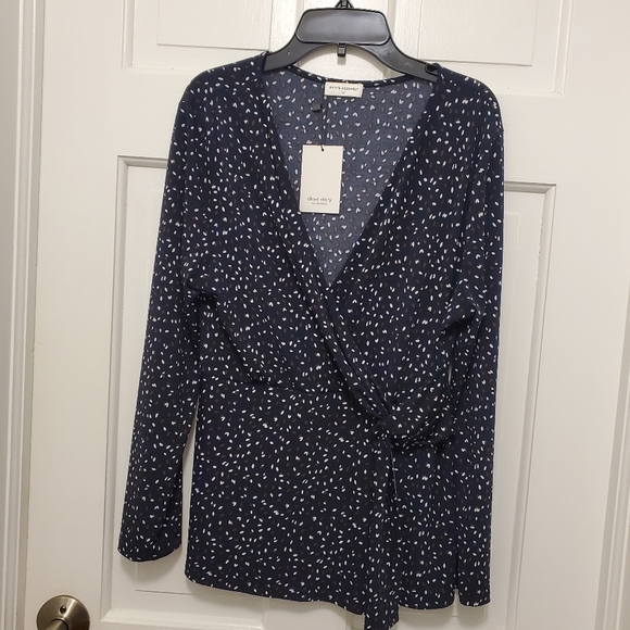 NWT Petite Assembly Vneck Faux Wrap Knit Top Size LP - Picture 9 of 10